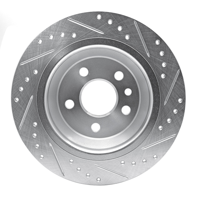Ford Focus RS Brake Rotor (1) - Rear Left - R1 Concepts - Drilled & Slotted - Silver - `09-`15
